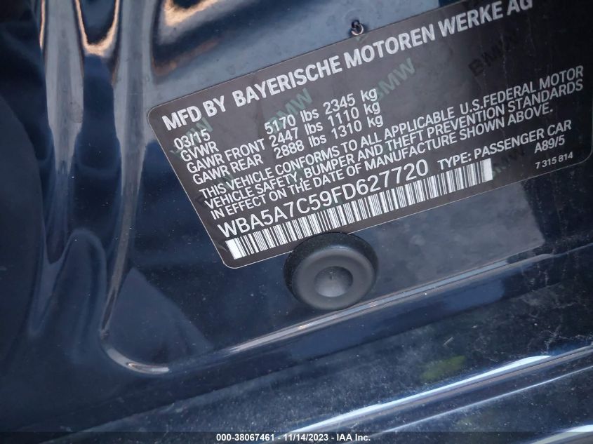 2015 BMW 528I XDRIVE WBA5A7C59FD627720