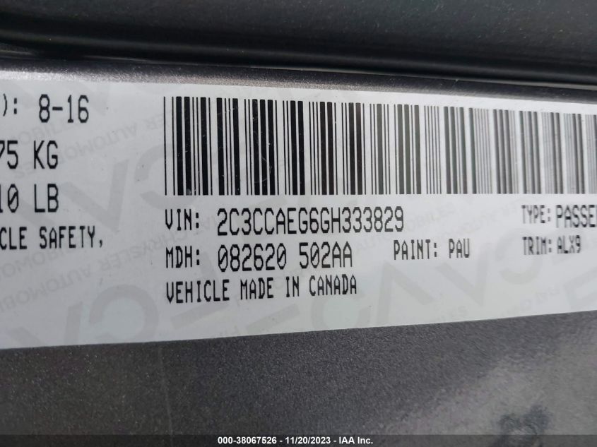 2016 CHRYSLER 300 300C - 2C3CCAEG6GH333829