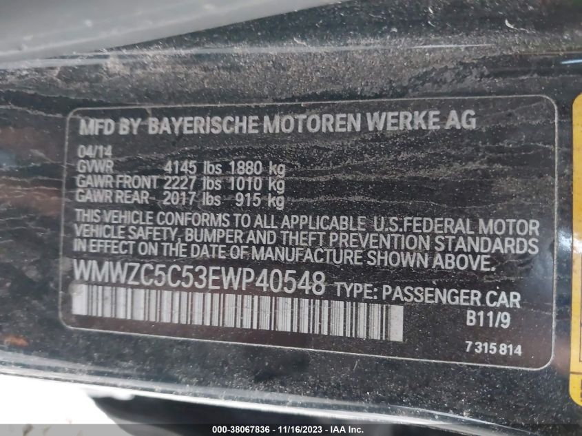 2014 MINI COUNTRYMAN COOPER S WMWZC5C53EWP40548