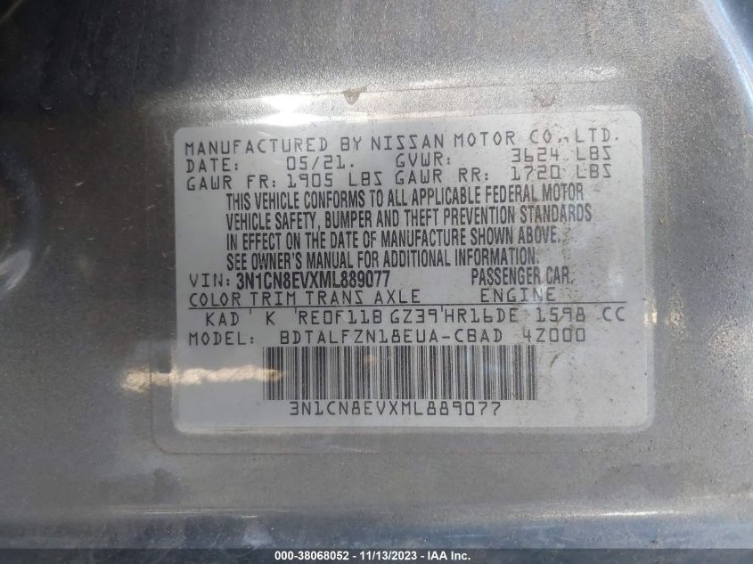 2021 NISSAN VERSA SV XTRONIC CVT - 3N1CN8EVXML889077