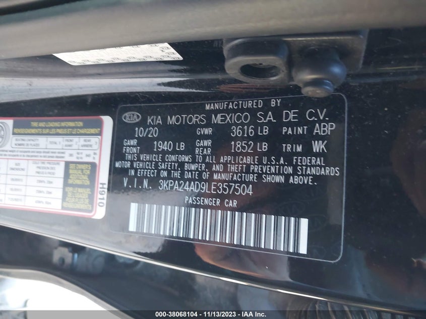 VIN 3KPA24AD9LE357504 2020 KIA OPTIMA EX