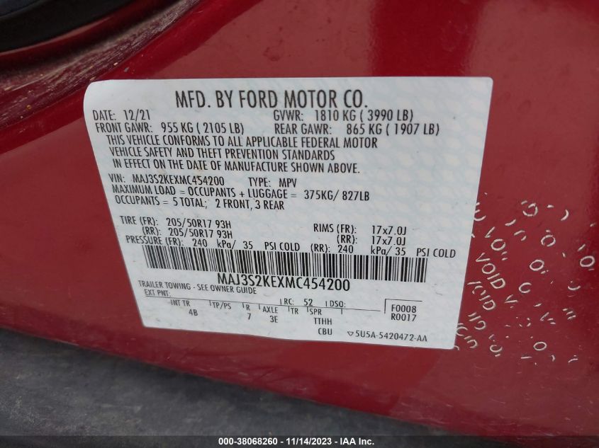 2021 FORD ECOSPORT TITANIUM - MAJ3S2KEXMC454200