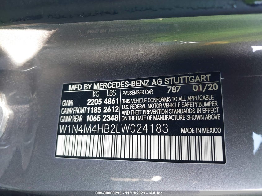 VIN W1N4M4HB2LW024183 2020 MERCEDES-BENZ GLB 250 4MATIC