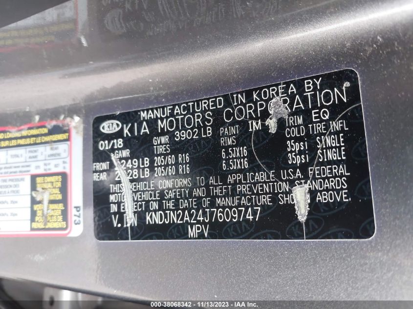 2018 KIA SOUL - KNDJN2A24J7609747