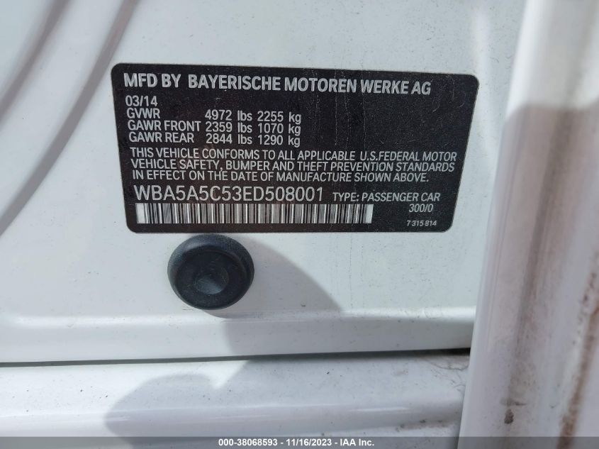 2014 BMW 528I WBA5A5C53ED508001