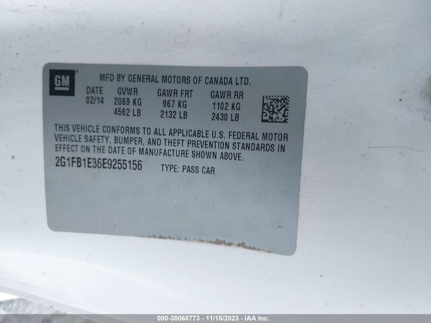 2014 CHEVROLET CAMARO LT - 2G1FB1E36E9255156