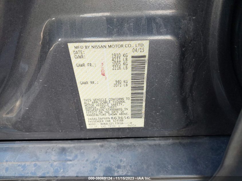 2015 NISSAN ALTIMA 2.5/S/SV/SL - 1N4AL3APXFN863656