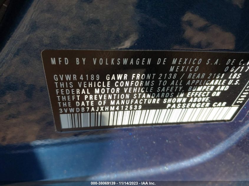2017 VOLKSWAGEN JETTA 1.4T SE - 3VWDB7AJXHM412539