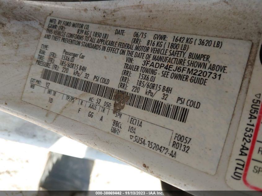 2015 FORD FIESTA SE - 3FADP4EJ6FM220731