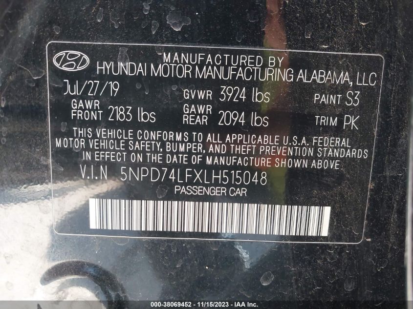 2020 HYUNDAI ELANTRA SE - 5NPD74LFXLH515048