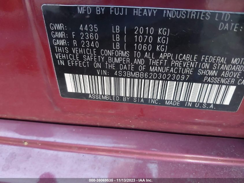 2013 SUBARU LEGACY 2.5I PREMIUM - 4S3BMBB62D3023097