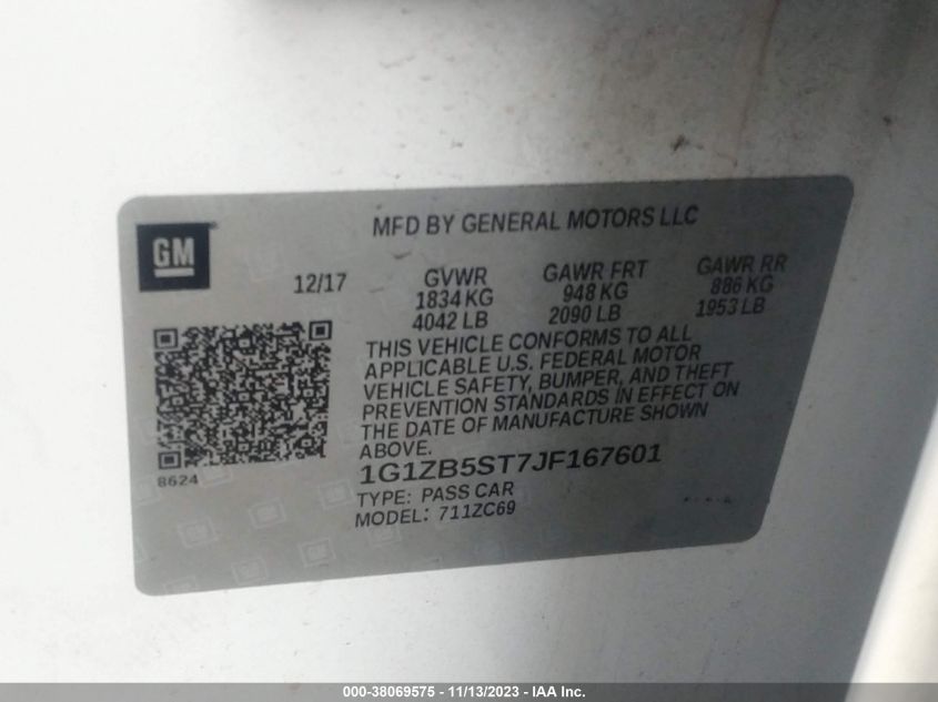 2018 CHEVROLET MALIBU LS - 1G1ZB5ST7JF167601