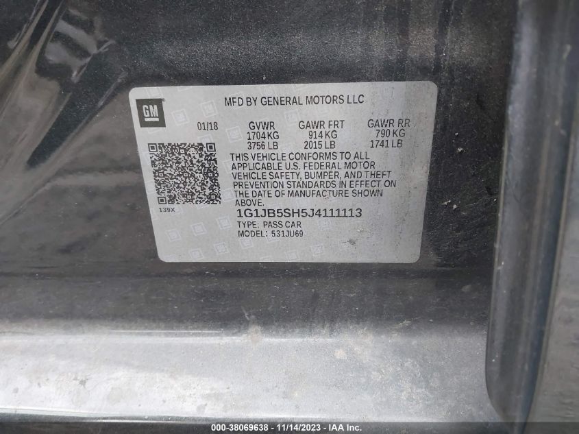 2018 CHEVROLET SONIC LS - 1G1JB5SH5J4111113