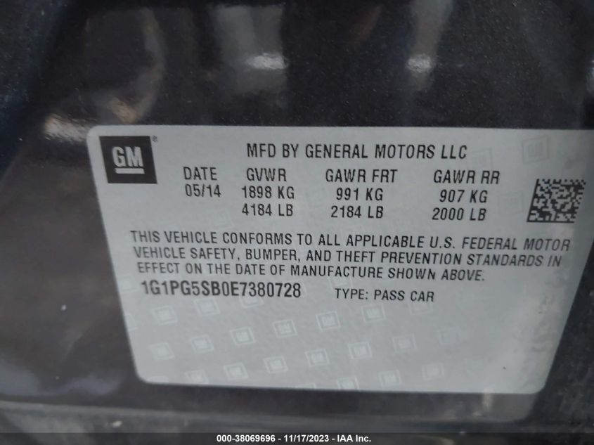 2014 CHEVROLET CRUZE LTZ - 1G1PG5SB0E7380728