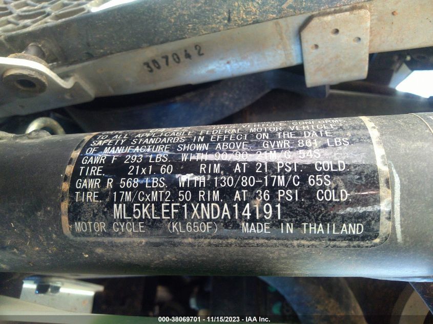 2022 KAWASAKI KL650 F - ML5KLEF1XNDA14191