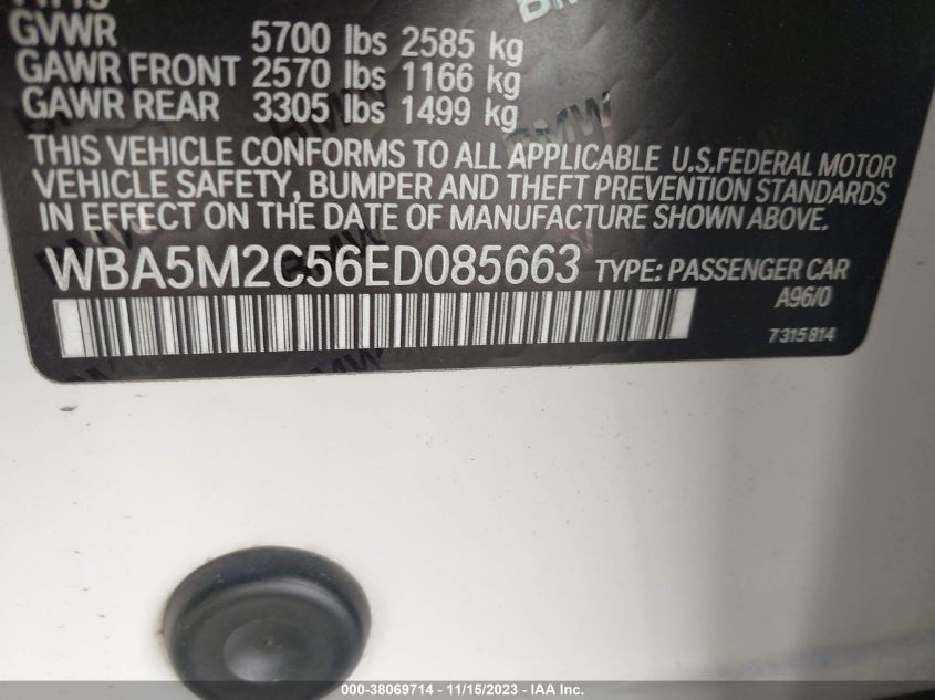 2014 BMW 535I GRAN TURISMO WBA5M2C56ED085663