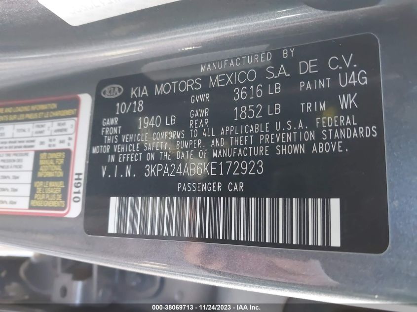 2019 KIA RIO S - 3KPA24AB6KE172923