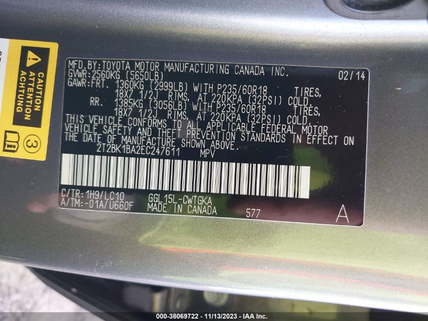 2014 LEXUS RX 350 - 2T2BK1BA2EC247611