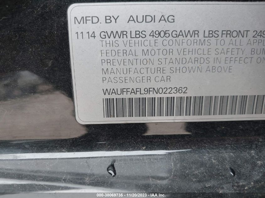 2015 AUDI A4 2.0T PREMIUM - WAUFFAFL9FN022362