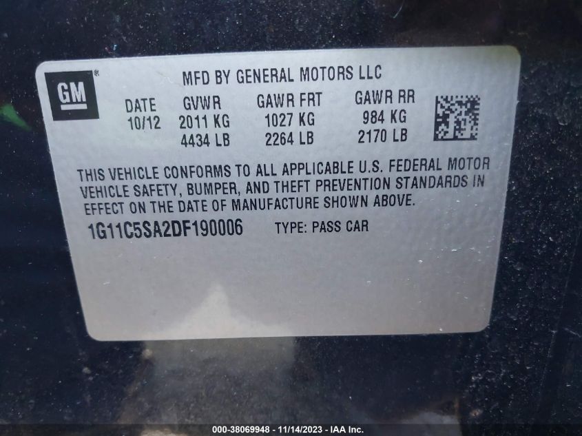 2013 CHEVROLET MALIBU 1LT - 1G11C5SA2DF190006