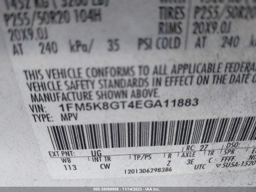 2014 FORD EXPLORER SPORT - 1FM5K8GT4EGA11883