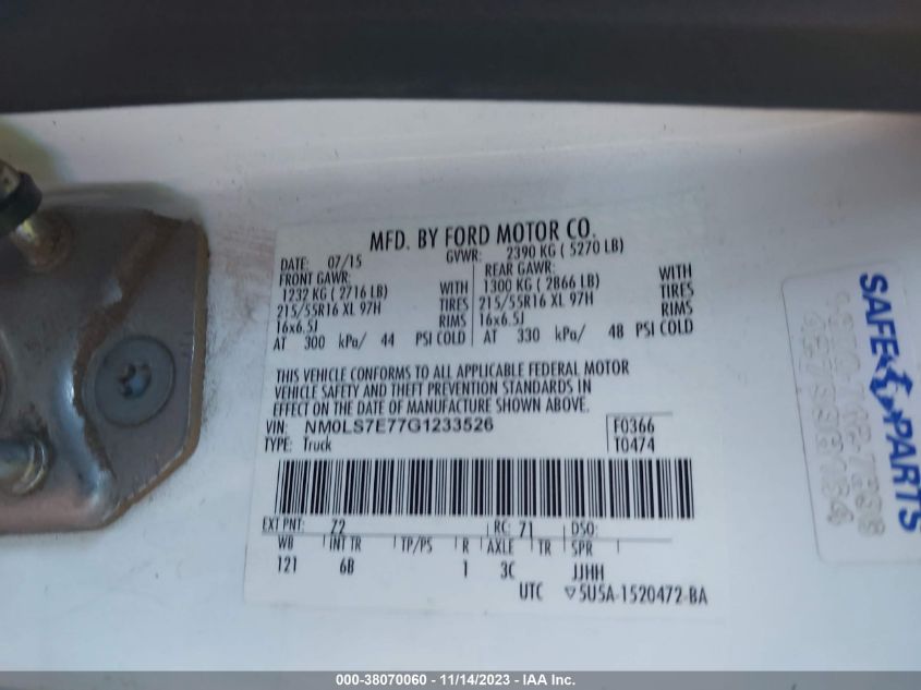 2016 FORD TRANSIT CONNECT XL - NM0LS7E77G1233526