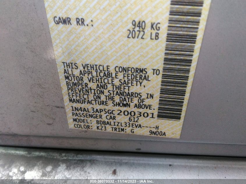 2016 NISSAN ALTIMA 2.5 SV - 1N4AL3AP5GC200301