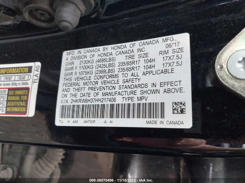 2017 HONDA CR-V LX - 2HKRW6H37HH217406