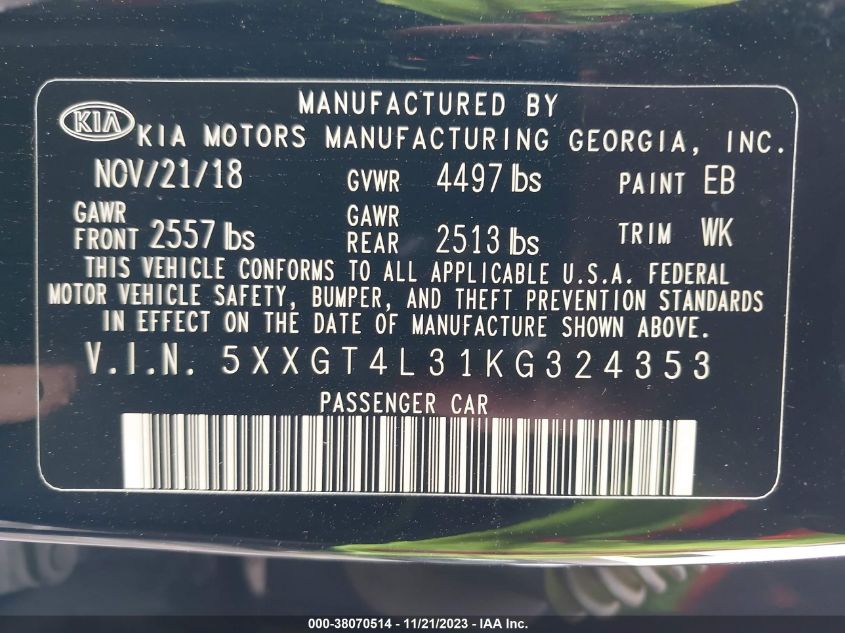 2019 KIA OPTIMA LX - 5XXGT4L31KG324353