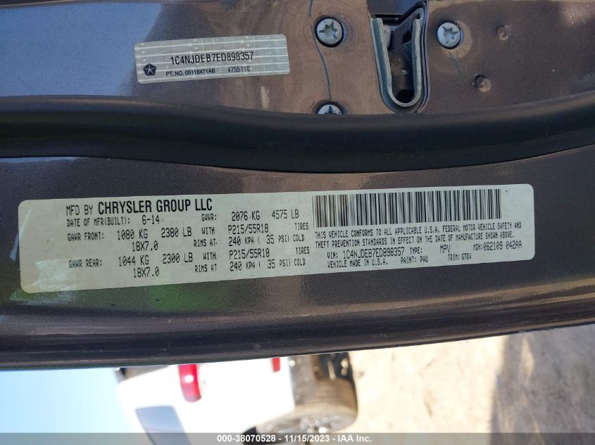 2014 JEEP COMPASS LATITUDE - 1C4NJDEB7ED898357