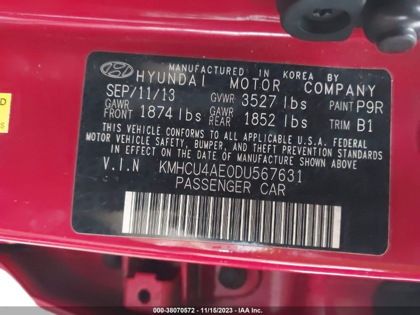 2013 HYUNDAI ACCENT GLS - KMHCU4AE0DU567631