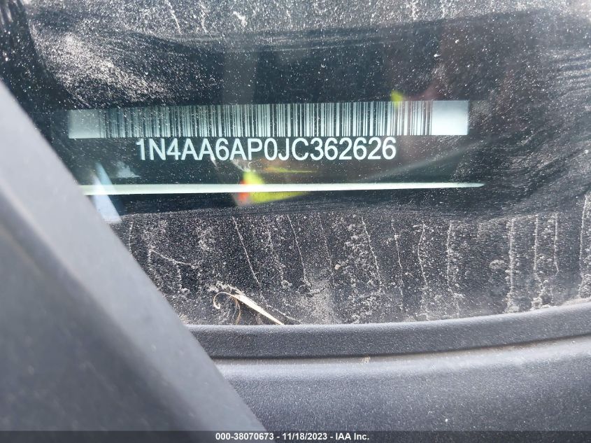 2018 NISSAN MAXIMA 3.5S/SV/SL/SR/PLAT - 1N4AA6AP0JC362626
