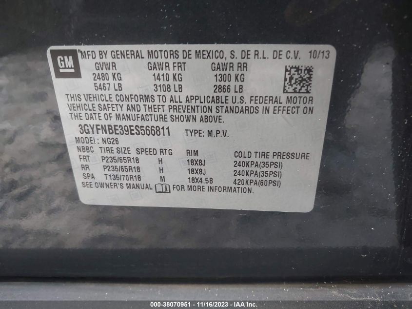 2014 CADILLAC SRX LUXURY COLLECTION - 3GYFNBE39ES566811