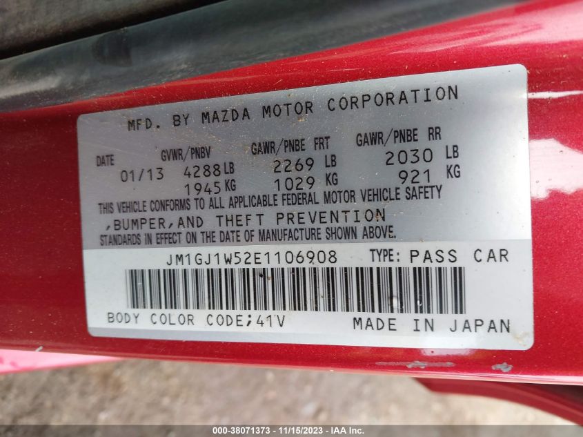 2014 MAZDA MAZDA6 I GRAND TOURING - JM1GJ1W52E1106908