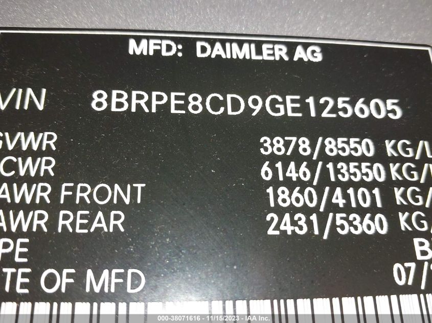 2016 MERCEDES-BENZ SPRINTER 2500 HIGH  ROOF - 8BRPE8CD9GE125605