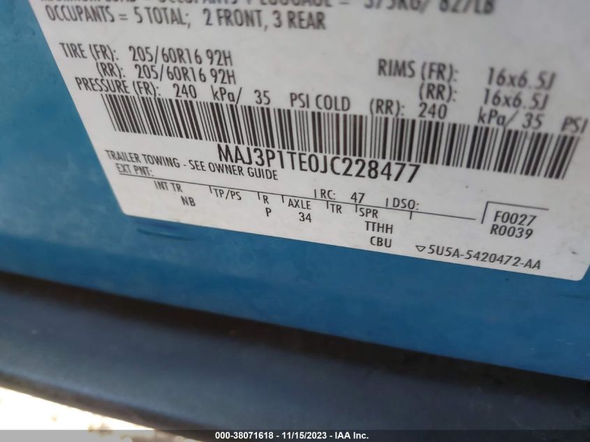 2018 FORD ECOSPORT SE - MAJ3P1TE0JC228477