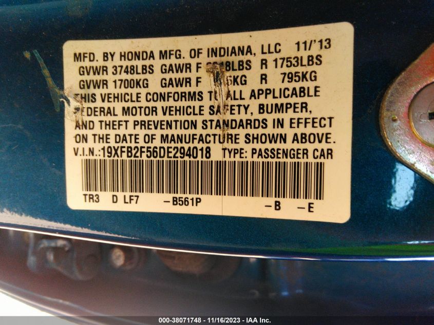 2013 HONDA CIVIC LX - 19XFB2F56DE294018