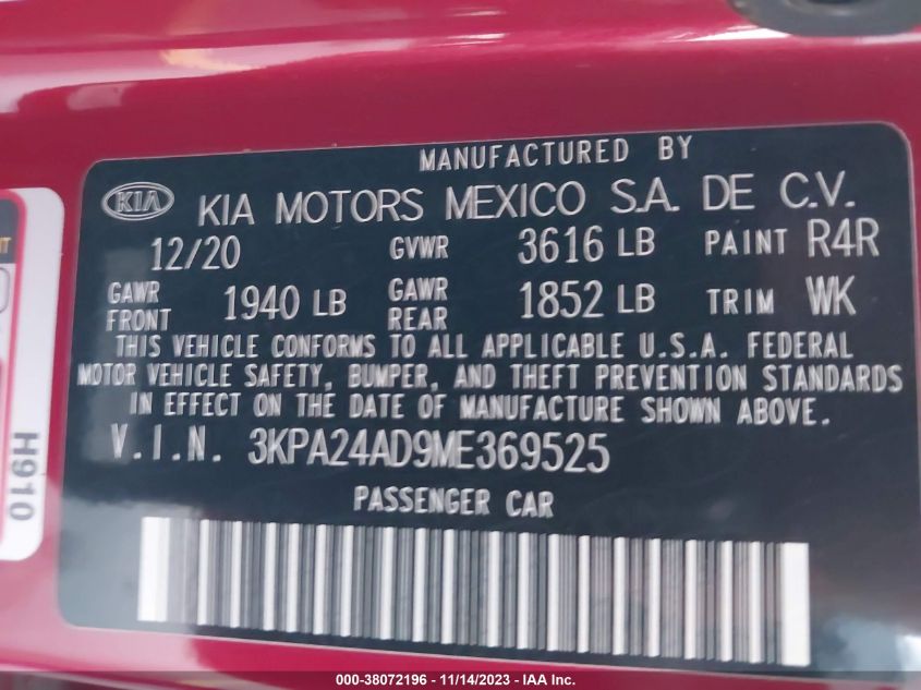 2021 KIA RIO S - 3KPA24AD9ME369525