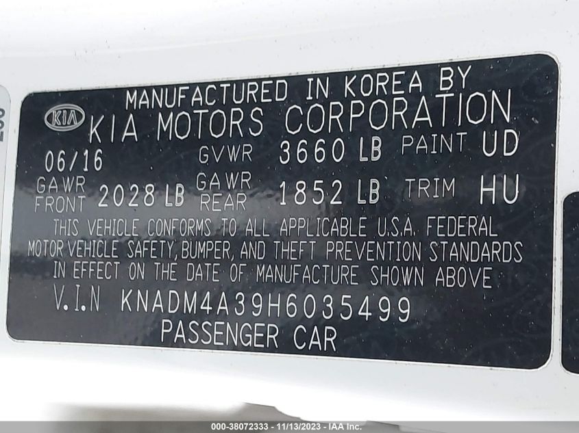 2017 KIA RIO LX - KNADM4A39H6035499