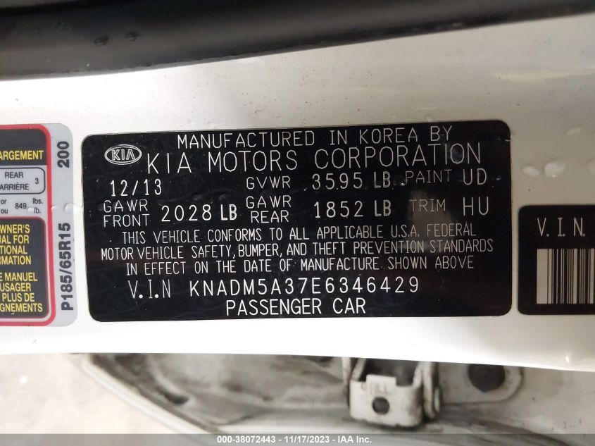 2014 KIA RIO LX - KNADM5A37E6346429