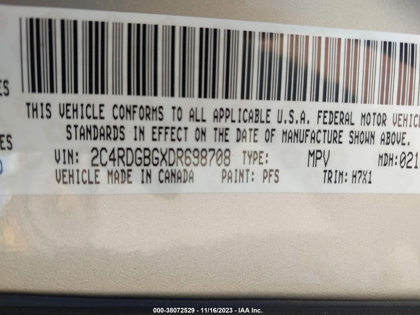 2013 DODGE GRAND CARAVAN SE - 2C4RDGBGXDR698708