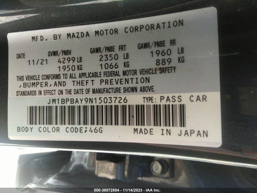 2022 MAZDA MAZDA3 SEDAN 2.5 TURBO JM1BPBAY9N1503726
