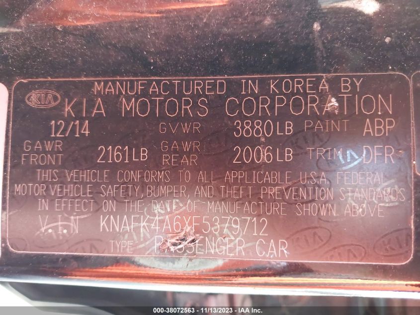 2015 KIA FORTE LX - KNAFK4A6XF5379712