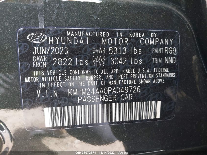 2023 HYUNDAI IONIQ 6 SE - KMHM24AA0PA049726