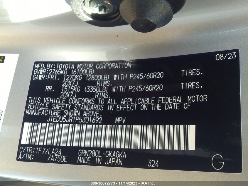 VIN JTEDU5JR1P5301692 2023 TOYOTA 4RUNNER LIMITED