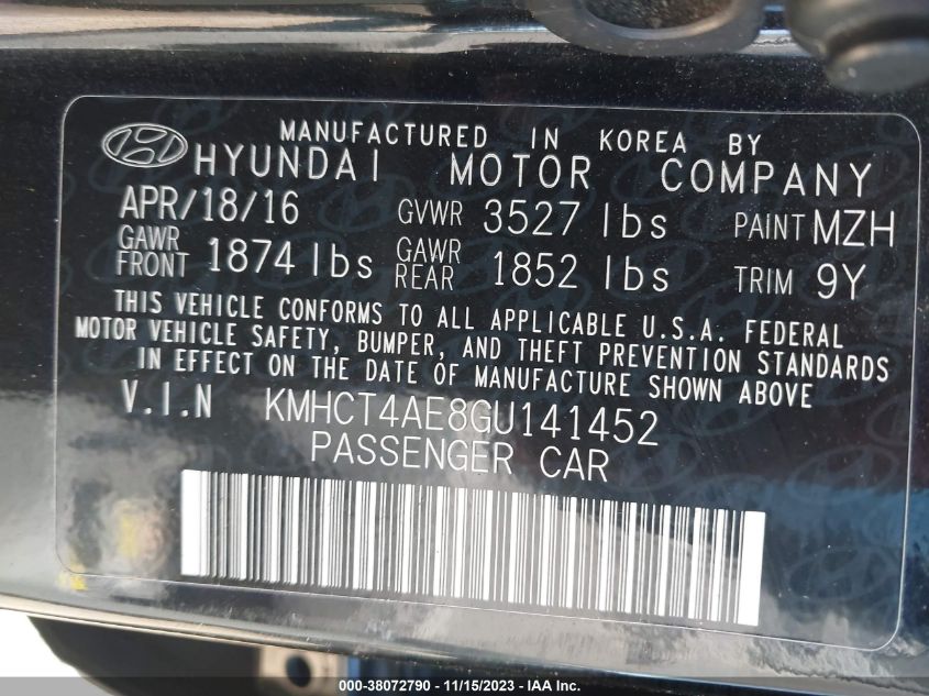 2016 HYUNDAI ACCENT SE - KMHCT4AE8GU141452