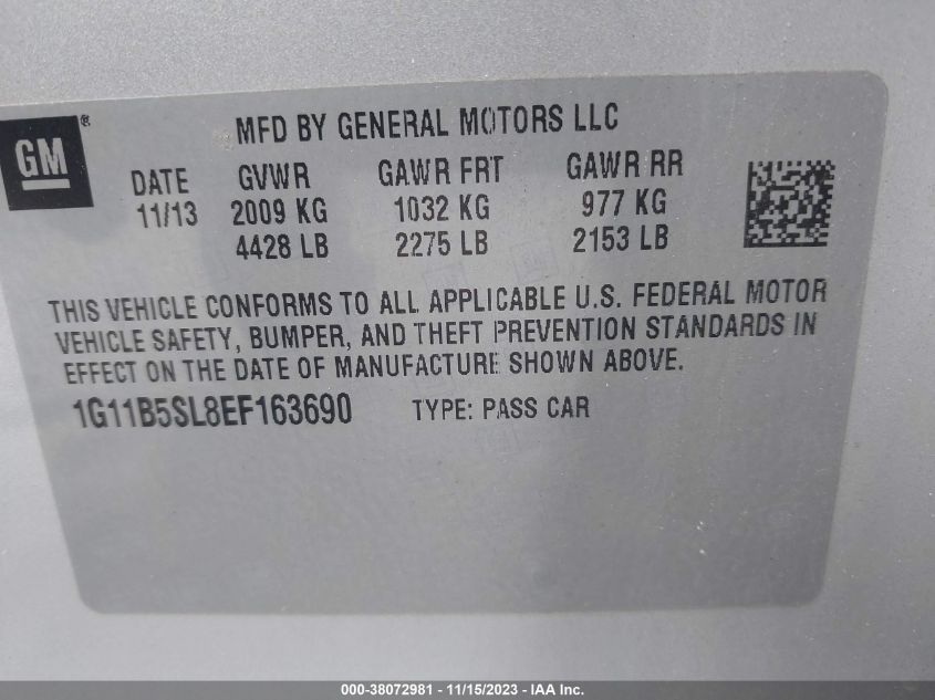 2014 CHEVROLET MALIBU 1LS - 1G11B5SL8EF163690