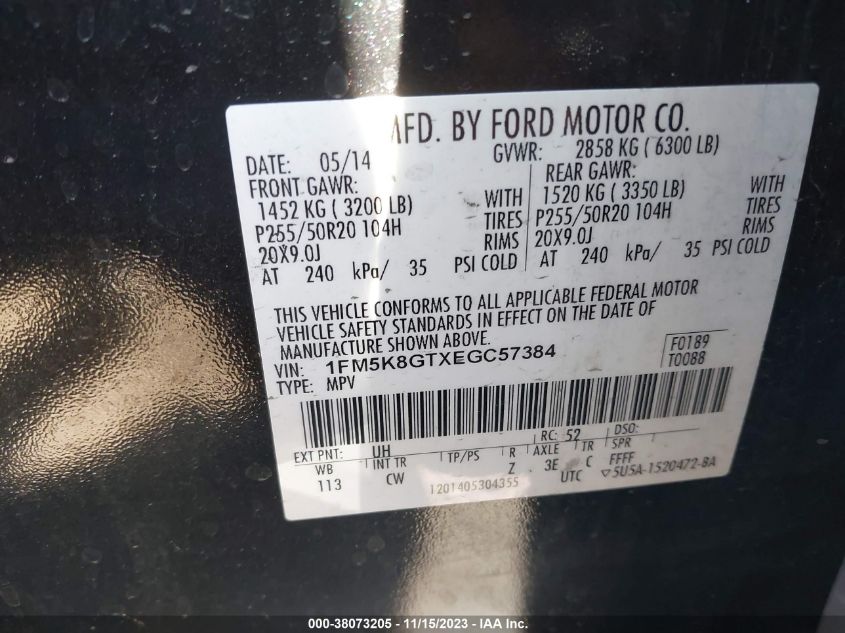 2014 FORD EXPLORER SPORT - 1FM5K8GTXEGC57384