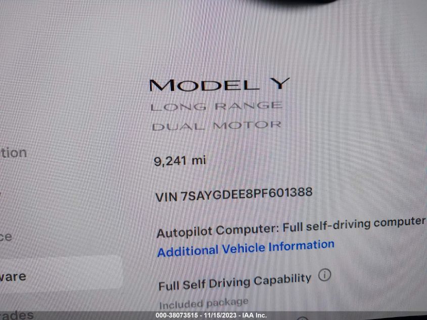 2023 TESLA MODEL Y AWD - 7SAYGDEE8PF601388