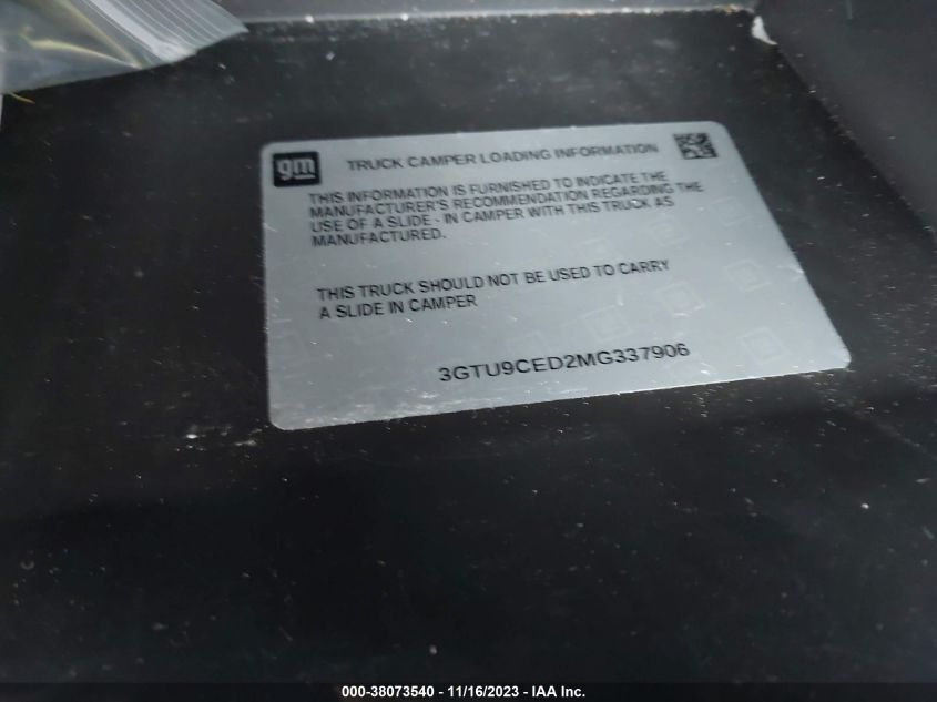 2021 GMC SIERRA 1500 4WD  SHORT BOX ELEVATION - 3GTU9CED2MG337906